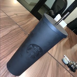 Matte black Starbucks cup